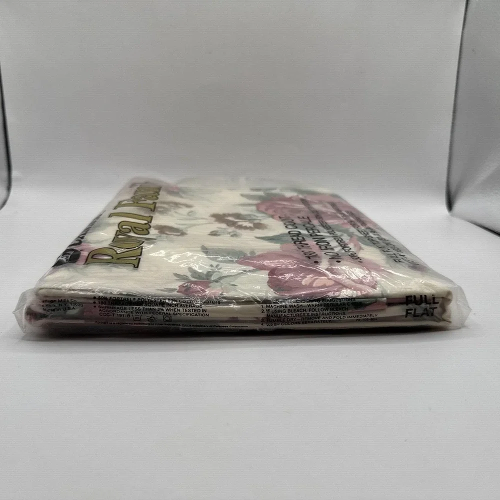 Vintage New Cannon Royal Family Full Flat Sheet Multicolor Floral Made in USA